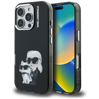 Karl Lagerfeld IML Aquarelle Karl & Choupette & Logo iPhone 16 Pro deklas - juodas