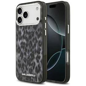 Karl Lagerfeld IML Leopardinis raštas Magnetinis dėklas telefonui iPhone 17 Pro Max - juodas