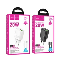 Įkroviklis telefonui Hoco USB A + USB C QC3.0 PD 3A 20W + kabelis USB C į USB C N61 balta