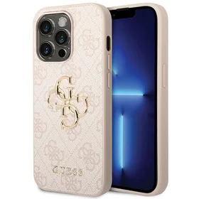 Guess 4G Big Metal Logo dėklas telefonui iPhone 15 Pro – rožinis