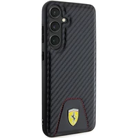 Ferrari Carbon Stitched Bottom dėklas telefonui Samsung Galaxy S24+ - juodas