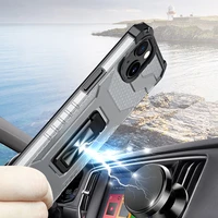 Kristalinis žiedinis dėklas su stovu tvirtas apsauginis dangtelis iPhone 13 mini juodas