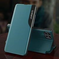 Eco Leather View Case elegantiškas knygos tipo dėklas su stovu Samsung Galaxy A22 4G violetinis