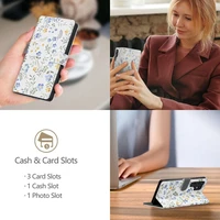 Tech-Protect Wallet dėklas telefonui Samsung Galaxy A36 5G - balti ramunėliai