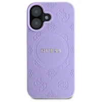 Guess Saffiano Peony Classic Logo Magnetinis dėklas iPhone 16 Plus - violetinis