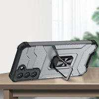 Crystal žiedinis dėklas šarvuotas hibridinis + magnetinis laikiklis Samsung Galaxy S22 + (S22 Plus) mėlynas