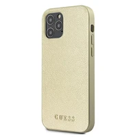 Guess GUHCP12LIGLGO iPhone 12 Pro Max 6.7" auksinis/auksinis kietas dėklas Iridescent