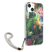 Guess GUHCP13SHFLSB iPhone 13 mini 5.4" mėlynas/mėlynas kietas dėklas Gėlių Dirželis