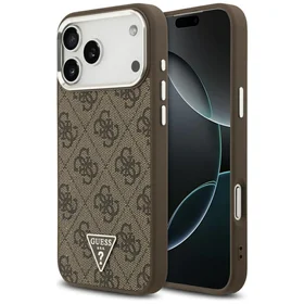 Guess 4G Triangle Logo Magnetinis dėklas telefonui iPhone 17 Pro Max - rudas