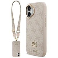 Guess 4G Strass Logo & Big Strap Metal Buttons Magnetinis dėklas telefonui iPhone 17 - rožinė