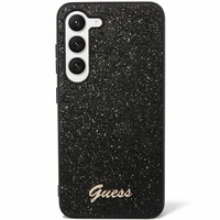 Guess Glitter Script dėklas telefonui Samsung Galaxy S24 - juoda