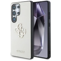 Guess Grūdėtas Didelis 4G Logotipas Mažas Klasikinis Logotipas Dėklas telefonui Samsung Galaxy S25 Ultra smėlinė