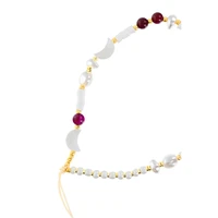 SHELLS telefono dirželis, pakabukas / virvelės ilgis 44 cm (22 cm kilpoje) / ant rankos – baltas ir violetinis