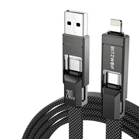 Blitzwolf BW-HDC7 4-in-1 USB+C+žaibolaidis 240W 1,2 m (juodas)