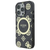 Guess IML Peony On 4G Background Magnetinis dėklas iPhone 16 Pro - juodas