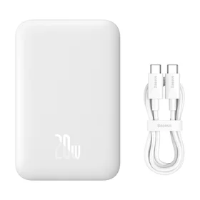 Baseus Magnetinė Mini Air PPCXM06A 6000mAh 20W išorinė baterija su Simple Series USB-C kabeliu - balta