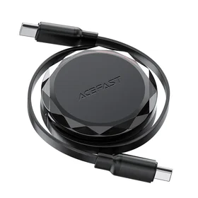 Acefast C13-03 USB-C - USB-C 60W ištraukiamas kabelis - juodas