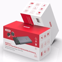 USB-C to PCIe/NVMe M.2 SSD 10Gbps Dual Bay Enclosure with Offline Clone