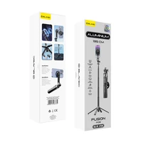 Blavec Selfie lazda Aluminium Fusion P-06 MagSafe trikojis stovas + nuotolinio valdymo + laikiklis 1,34 metro - juodas