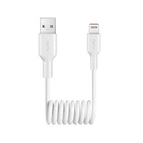 Puro 12W USB-A - Lightning spiralinis kabelis 1m - baltas