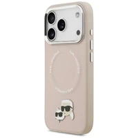 Karl Lagerfeld Karl & Choupette Pins MagSafe dėklas telefonui iPhone 17 Pro Max - rožinis