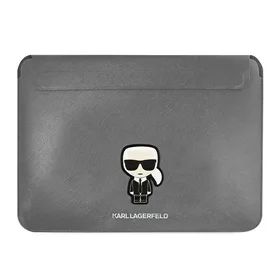 Karl Lagerfeld Saffiano Ikonik Karl dėklas 13-14" nešiojamam kompiuteriui - sidabrinis