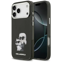 Karl Lagerfeld IML akvarelės Karl & Choupette ir logotipo magnetinis dėklas telefonui iPhone 17 Pro - juodas