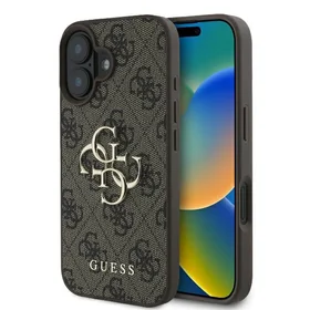 Guess 4G didelio logotipo dėklas telefonui iPhone 16 - rudas