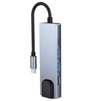 HUB Tech-Protect V3 5in1 USB-C - USB-A 3.0 / USB-A 2.0 / USB-C / HDMI / RJ45 - pilkas