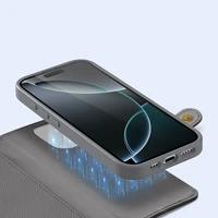 Dux Ducis Lawa iPhone 16 Pro odinis dėklas su nuimama magnetine pinigine - pilkas