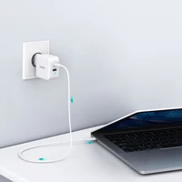 "Choetech" greitasis sieninis įkroviklis "GaN" USB C tipo PD USB-A QC3.0 65W 3,25A, baltas (PD8002)