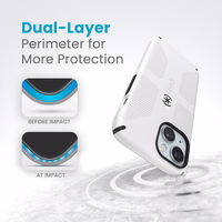 Speck Candyshell Grip MagSafe - iPhone 17e / 16e / 15 / 14 / 13 dėklas (baltas / juodas)