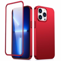Joyroom 360 pilnas dėklas su priekiniu ir galiniu dangteliu iPhone 13 Pro + grūdinto stiklo apsauginis stiklas raudonas (JR-BP935 red)