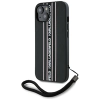 Karl Lagerfeld Saffiano Athleisure Stripes Cord dėklas telefonui iPhone 15 - rožinis