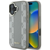 DKNY Languotas raštas magnetinis iPhone 16 dėklas - smėlinis