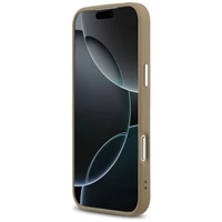 Guess Grained Triangle Logo Magnetinis dėklas telefonui iPhone 17 Pro rudas