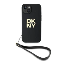 DKNY Dėklas telefonui su dirželiu ir logotipu iPhone 15 / 14 / 13 - juodas