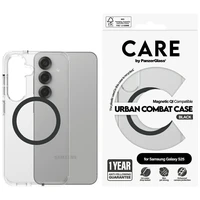 CARE by PanzerGlass Flagship Urban Combat juodas QI dėklas Samsung Galaxy S25 - permatomas