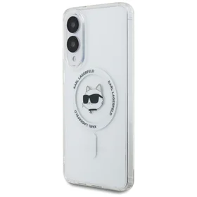 Karl Lagerfeld mygtuko Choupette galvos atspausdintas logotipas Magnetinis dėklas telefonui Samsung Galaxy S25 Edge - baltas