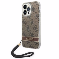 Guess GUOHCP14LH4STW iPhone 14 Pro 6.1 "rudas / rudas kietas dėklas 4G spauda Dirželis