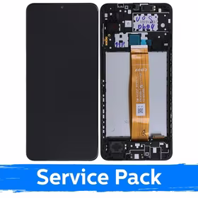 Ekranas skirtas Samsung A125 A12 juodas su rėmeliu (Service Pack)