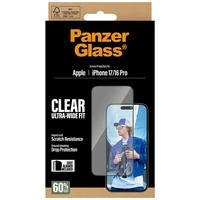 PanzerGlass itin platus EasyAligner grūdintas apsauginis stiklas iPhone 17 / 16 Pro telefonui