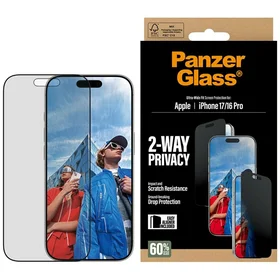 PanzerGlass Ultra-Wide Fit EasyAligner privatumo stiklas iPhone 17 / 16 Pro