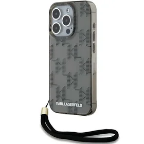 Karl Lagerfeld IML Mono KL Pattern & Cord dėklas telefonui iPhone 15 Pro Max - juodas
