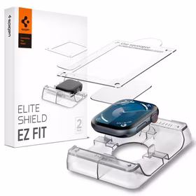 Spigen Elite Shield „EZ FIT“ hibridinis stiklas 2-PACK Apple Watch 10 (46MM) - skaidrus