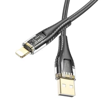 Kabelis USB A į Lightning Hoco 2,4A 1,2 m U121 juodas permatomas