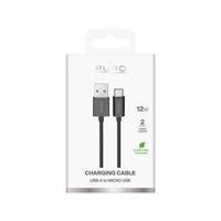 Puro 12W TPE USB-A - microUSB 2m kabelis - juodas