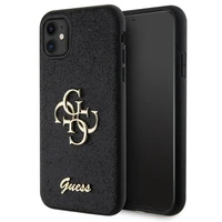 Guess GUHCN61HG4SGK dėklas iPhone 11 / Xr - juodas blizgus užrašas Didelis 4G