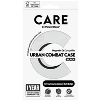 CARE by PanzerGlass Flagmanas Urban Combat juodas dėklas su QI Samsung Galaxy S25 Edge - skaidrus
