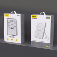 Dudao K28 10000mAh PD 22.5W Magnetinė išorinė baterija su metaliniu dėklu ir žiedo stovu - sidabrinė